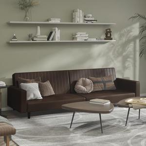 Emaga 2-osobowa sofa, brzowa, sztuczna skra - 2878345429