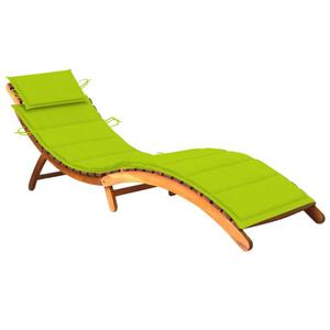 Emaga Patio Sun Lounger with Cushion Solid Acacia Wood - 2878814774