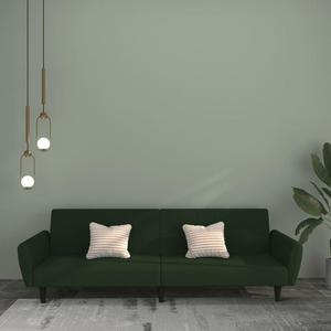 Emaga 2-Seater Sofa Bed Dark Green Velvet - 2878815541