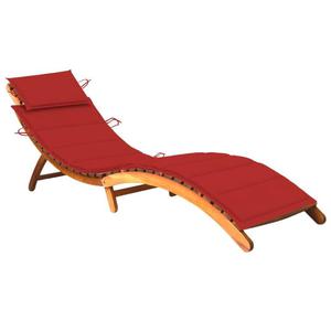 Emaga Patio Sun Lounger with Cushion Solid Acacia Wood - 2878821183