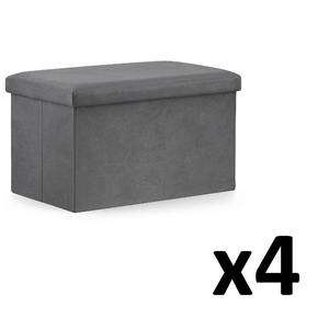 Emaga Pufa skadana XL - 60x38x38cm aksamit szara x 4 - 2878887171