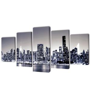 Emaga Zestaw biao czarnych obrazw Canvas 200 x 100 cm Nowy Jork - 2879485249