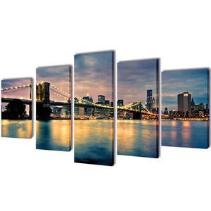 Emaga Zestaw obrazw Canvas 200 x 100 cm Rzeka z Mostem Brookliskim - 2879606946