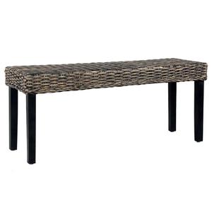 Emaga awka, 110 cm, czarna, rattan kubu i lite drewno mango - 2861684997