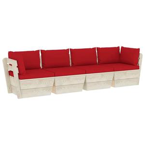 Emaga Ogrodowa sofa 4-osobowa z palet, z poduszkami, drewno wierkowe - 2861716766