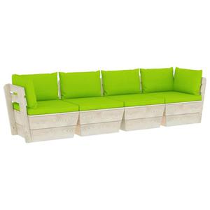 Emaga Ogrodowa sofa 4-osobowa z palet, z poduszkami, drewno wierkowe - 2861716921
