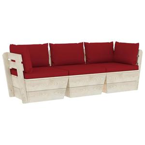 Emaga Ogrodowa sofa 3-osobowa z palet, z poduszkami, drewno wierkowe - 2861717177