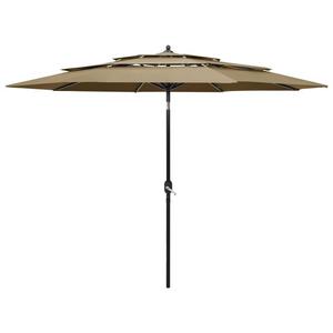 Emaga 3-poziomowy parasol na aluminiowym supku, taupe, 3 m - 2862609183