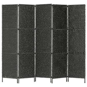 Emaga 5-panelowy parawan pokojowy, czarny, 193x160 cm, hiacynt wodny - 2861691155