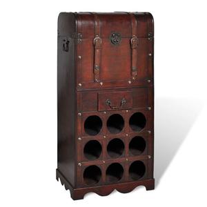 Emaga Drewniany stojak na 9 butelek z kufrem i szuflad - 2872159282