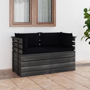Emaga Ogrodowa sofa 2-osobowa z palet, z poduszkami, drewno sosnowe - 2869920834