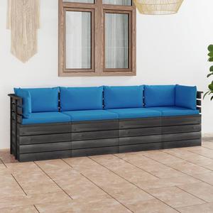 Emaga Ogrodowa sofa 4-osobowa z palet, z poduszkami, drewno sosnowe - 2869920842