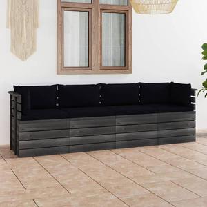 Emaga Ogrodowa sofa 4-osobowa z palet, z poduszkami, drewno sosnowe - 2869920845