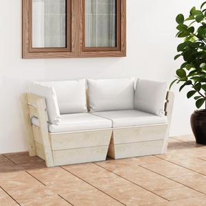 Emaga Ogrodowa sofa 2-osobowa z palet, z poduszkami, drewno wierkowe - 2869920906