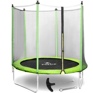 Emaga Trampolina ogrodowa z siatk i oson na spryny r. 244 cm do 80 kg czarno-zielona - 2870458672