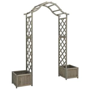 Emaga Pergola ogrodowa z donicami, szara, lite drewno jodowe - 2870833712