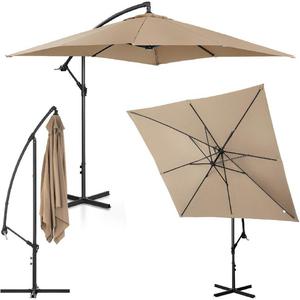 Emaga Parasol ogrodowy na wysigniku kwadratowy 250 x 250 cm szarobrzowy - 2872980619