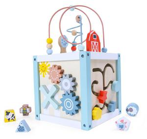 Emaga Drewniana kostka edukacyjna sorter +klocki ECOTOYS - 2873695301