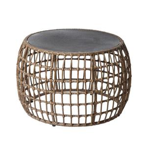 Emaga Stolik Ariki Stolik Stal Rattan szko hartowane rattan syntetyczny 73 x 61 x 46 cm - 2873695720