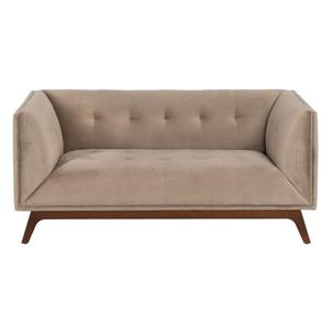 Emaga Sofa 156 x 81 x 72 cm Szampan Tkanina syntetyczna Drewno Aksamit - 2874039106