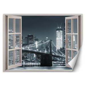 Emaga Fototapeta, Okno Nowy Jork Most Brookliski czarno-biay - 280x200 - 2875448327