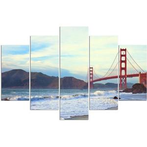 Emaga Obraz 5 czciowy na ptnie, Golden Gate Bridge - 100x70 - 2875449402