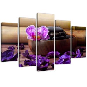 Emaga Obraz pentaptyk na ptnie, Kompozycja zen z row orchide - 200x100 - 2875449467