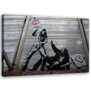 Emaga Obraz na ptnie, Banksy Walka pokoju z mioci - 60x40 - 2875450485