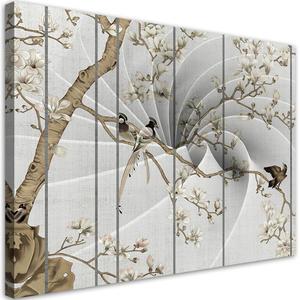 Emaga Obraz na ptnie, Ptaki na drzewie magnolii - 100x70 - 2875451933