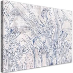 Emaga Obraz, Niebieskie kontury kwiatw - 100x70 - 2875452059