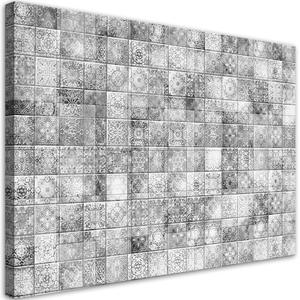 Emaga Obraz na ptnie, Orientalna mozaika na szarych kafelkach - 90x60 - 2875452064