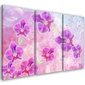Emaga Obraz trzyczciowy na ptnie, Orchidea Kwiaty Abstrakcja - 90x60 - 2875453012
