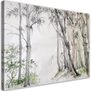 Emaga Obraz na ptnie, Las szarych drzew malowany - 100x70 - 2875453754