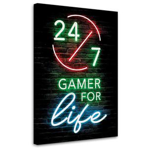 Emaga Obraz na ptnie, Napis Gamer for life - 40x60 - 2875454275