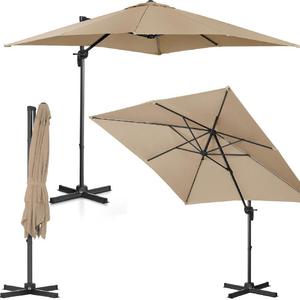 Emaga Parasol ogrodowy boczny na wysigniku kwadratowy 250 x 250 cm szarobrzowy - 2875601558