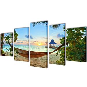 Emaga Zestaw obrazw Canvas 200 x 100 cm Plaa i Hamak - 2875734713