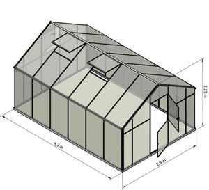 Emaga Szklarnia Sanus XL-12 wymiar 2,9x4,3m H=2,25m 12,5m2 poliwglan 6mm - 2861704734