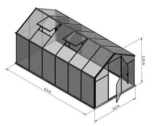 Emaga Szklarnia Sanus L-10 wymiar 2,2x4,30m H=2,15m 9,5m2 poliwglan 6mm - 2861704907