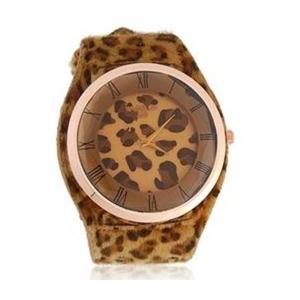 Ciekawy zegarek elektroniczny wskazwkowy dla kobiet pasek skra Leopard (brzowy) - 2824376532