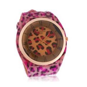 Ciekawy zegarek elektroniczny wskazwkowy dla kobiet pasek skra Leopard (rowy) - 2824376533