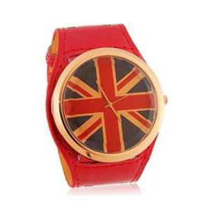 Modny i ciekawy zegarek analogowy flaga UK Wielka Brytania (czerwony) - 2824376762