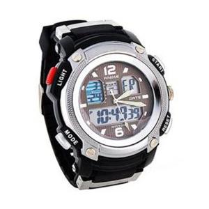 Stylowy wielofunkcyjny sportowy zegarek cyfrowo analogowy (srebrny) - 2824377505