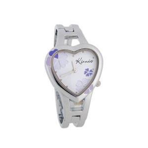 Stylowy zegarek z tarcz w ksztacie serca i kwiatami z bransolet (biao fioletowy) - 2824377527