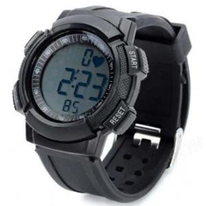 Cyfrowy sportowy zegarek z pomiarem ttna z elastycznym pasem pulsometr (czarny) - 2824376553