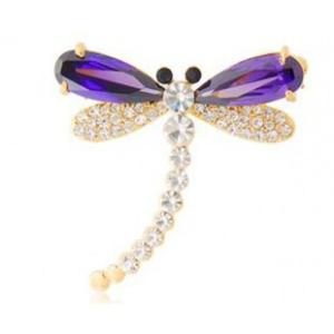 Stylowa i modna broszka z kryształkami STELLUX ważka (purpurowa) - 2824377404