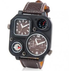 Mski sportowy zegarek OULM z dwoma tarczami dwa czasy termometr i kompas (kolor czarny) - 2824376685