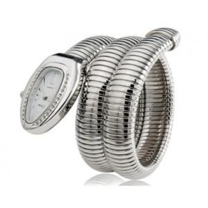 Srebrny elegancki modny zegarek damski bransoleta w