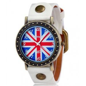 WOMAGE Ciekawy zegarek damski z angielsk flag (biay) - 2824377592