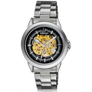 Zegarek szkieletowy mechaniczny automatyczny z bransolet (kolor srebrno zoto czarny) - 2824377871