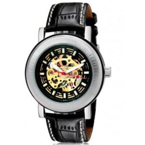 Zegarek szkieletowy mechaniczny automatyczny z paskiem (kolor zoto srebrno czarny) - 2824377874